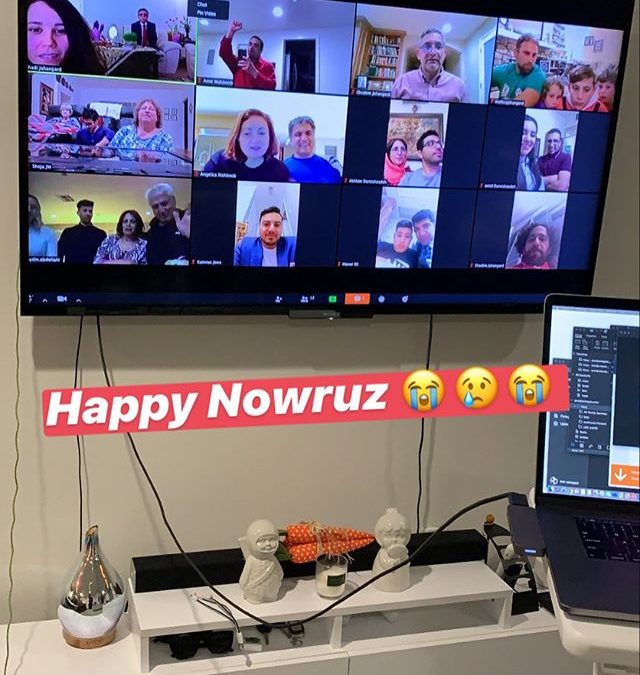 Fun way to get together ! Zoom kinda made me feel like I was in the Brady bunch lol Happy Persian New Years Everyone , first time virtually lol . . . . .