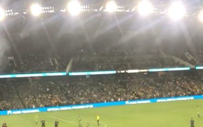First game of the season waiting for the whistle to blow so our last minute victory is an official victory! My phone slipped out of my hands as I was celebrating jumping up n down lol NO PEOPLE WERE HURT IN THE MAKING OF THIS VIDEO! Happy LAFC day!  …things that happen to me when a last minute victory is secured, jump up n down, make weird noises, and apparently phone slipping out of my hands  . . . . .