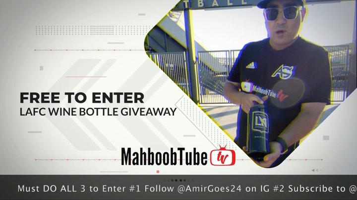 Only one day left! Now that I don’t drink, come and win my wine! Presented by @manoswine , Engraved LAFC wine bottle! FREE to Enter ! You Must do ALL 3 to be entered! Drawing will be right here on my IG live tomorrow Nov 21st at 1:20pm 

(1)Follow AmirGoes24
(2) Subscribe to MahboobTubeTV on YouTube (linkinBio)
(3) Go to AmirGoes.com, click on the exclusive offers tab, and fill out the form! 

free and easy! ⁣
.⁣
.⁣
.⁣
.⁣
.⁣