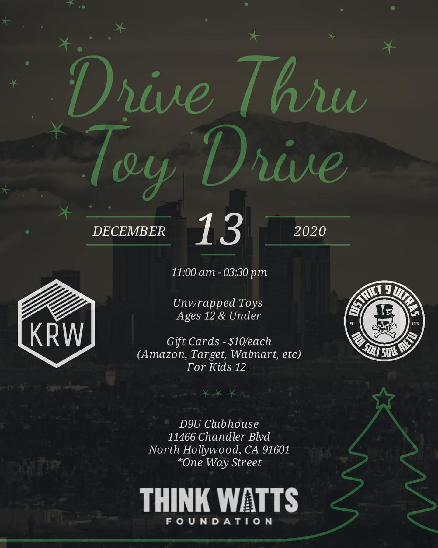 Tis the Season! The @lafckrew (the supporter group i rep) and the  @district9ultras are having a Drive Thru TOY Drive! Along with @thinkwatts foundation, Please Bring an unwrapped toy to make someone else’s Christmas extra special! Tomorrow in the IE and Sunday in No Ho! Hope we all can join in on the Christmas Cheer ⁣
.⁣
.⁣
.⁣
.⁣
.⁣
#lafçok #lafcdconfinéealamaison